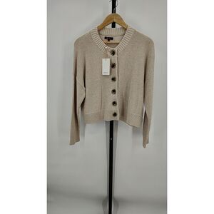 Quince Beige Button-Up Sweater